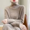 High Neck Hollow Wool Sweater Women Long Sleeved Solid Color Warm And Elegant Pullover For AutumnWinter 100% Merino Wool Jumper