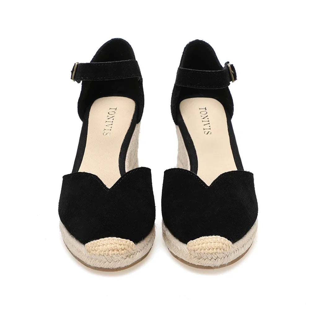 Straw Platform Wedge Shoes