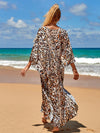2024 Sexy Leopard Printed Bikini Cover-ups Casual V-neck Side Split Summer Beach Dress Women's Beachwear Swimsuit Cover Up Q1297