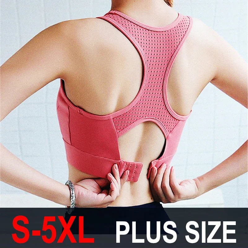 S-5XL Sports Top Yoga Bra Women Push Up Underwear BH Gym Shirt Fitness Breathable Sportswear Sports Bra  Crop Tank Top Plus Size