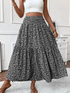 Women New Classic Printed Skirt Retro High Waist Long Skirt Casual Stylish Loose Beach Skirt Elegant Ladies Floral Pleated Skirt