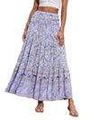 New Printed Swing Skirt Women's, Bohemian Casual High Waist Long Dress Beach Dress Spring Summer