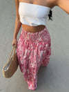 Vacation Style Stretchy Waist Long Maxi Skirt - Flowy Beach Skirt with Elastic Waistband