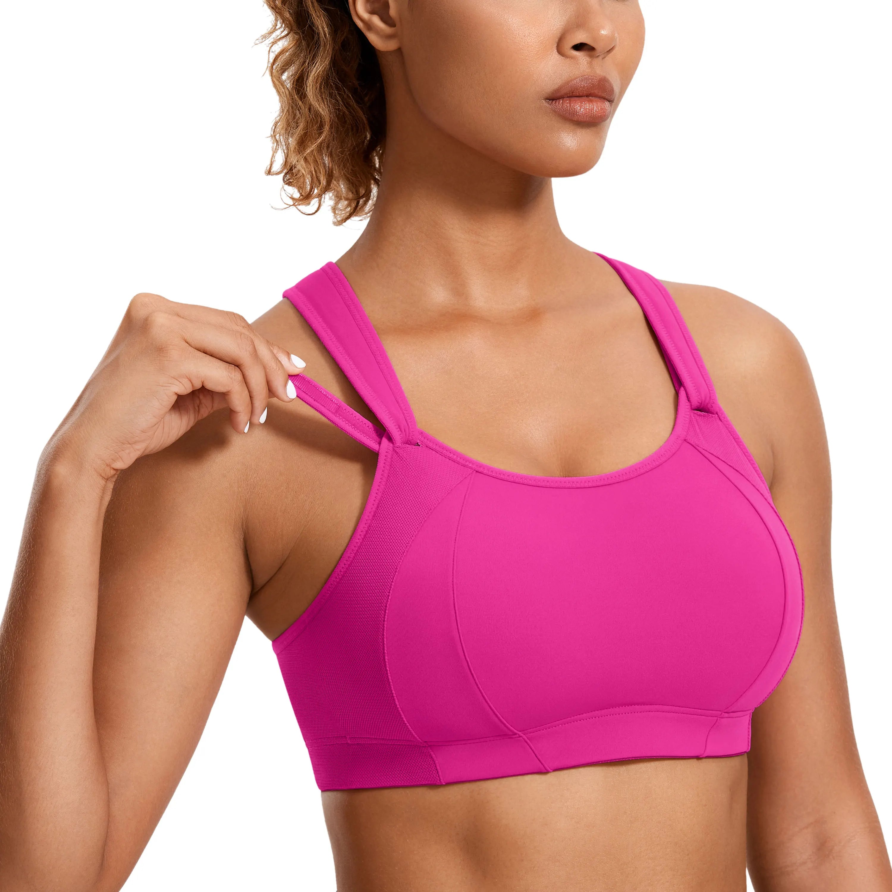 SYROKAN Sports Bra Front Adjustable High Impact Support  Lightly Padded Wireless Racerback Workout Running Brassiere Tops Bras