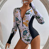 2023 Surfing Sport Swimsuit Long Sleeves Women One Piece Swimsuit  Swimwear Solid Monokini Bathing Suit Tropical Bodysuit Female