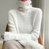 High Neck Hollow Wool Sweater Women Long Sleeved Solid Color Warm And Elegant Pullover For AutumnWinter 100% Merino Wool Jumper