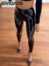 Reflective Shiny Leather Leggings