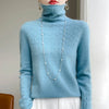 High Neck Hollow Wool Sweater Women Long Sleeved Solid Color Warm And Elegant Pullover For AutumnWinter 100% Merino Wool Jumper