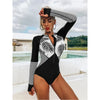 MUOLUX One Piece Swimwear Women Swimsuit 2024 bikini Floral Print Long Sleeves Rash Guard Surfing Monokini Bathing Suit Beach