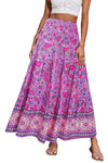 New Printed Swing Skirt Women's, Bohemian Casual High Waist Long Dress Beach Dress Spring Summer