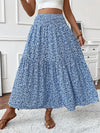 Women New Classic Printed Skirt Retro High Waist Long Skirt Casual Stylish Loose Beach Skirt Elegant Ladies Floral Pleated Skirt