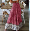 New Printed Swing Skirt Women's, Bohemian Casual High Waist Long Dress Beach Dress Spring Summer