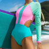 2023 Surfing Sport Swimsuit Long Sleeves Women One Piece Swimsuit  Swimwear Solid Monokini Bathing Suit Tropical Bodysuit Female