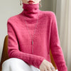 High Neck Hollow Wool Sweater Women Long Sleeved Solid Color Warm And Elegant Pullover For AutumnWinter 100% Merino Wool Jumper
