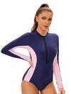 Surfing Suit Women One Piece Swimsuit Long Sleeve Conservative Bikini Sunscreen Sports Beach Vacation Zipper Swimwear 2025 New