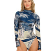 MUOLUX One Piece Swimwear Women Swimsuit 2024 bikini Floral Print Long Sleeves Rash Guard Surfing Monokini Bathing Suit Beach