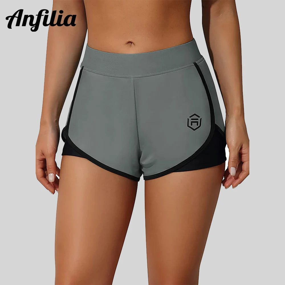 Anfilia Women High Waist Swim Shorts Workout Fitness Tankini Bottom Swimming Bottom Board Short Beach Wear