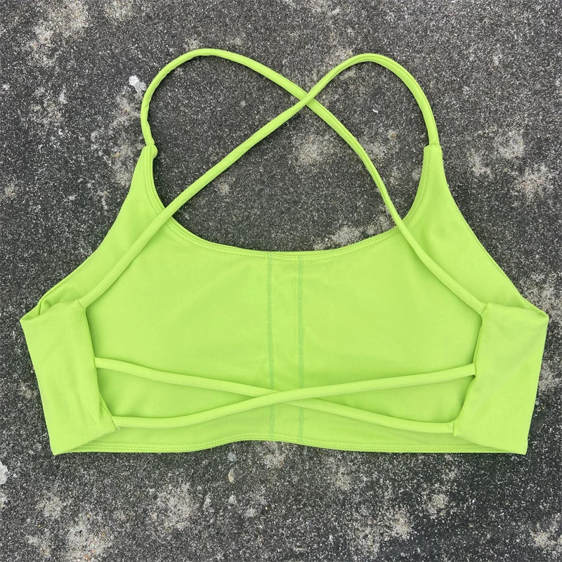 Sports Bra Women Cross Straps Gym Workout Crop Top Sexy Yoga Vest High Impact Fitness Bralette Push Up Running Padded Underwear