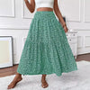 Women New Classic Printed Skirt Retro High Waist Long Skirt Casual Stylish Loose Beach Skirt Elegant Ladies Floral Pleated Skirt