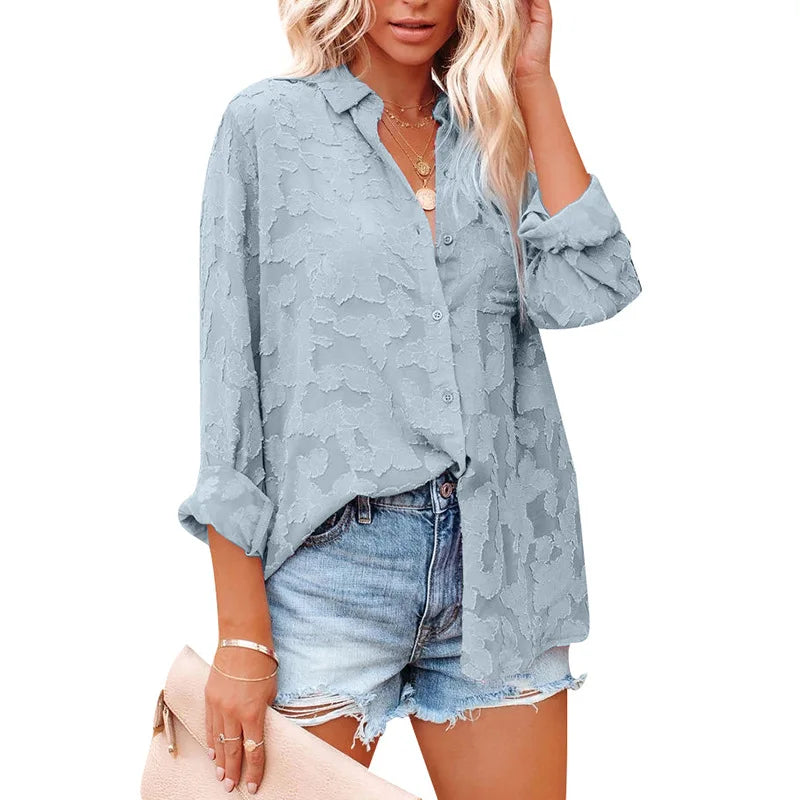 2023 Chiffon Blouse Women's Shirt Long Sleeve Fashion Woman Blouses Female Shirts Basic Ladies Tops Casual Women Clothing