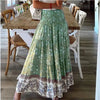 New Printed Swing Skirt Women's, Bohemian Casual High Waist Long Dress Beach Dress Spring Summer