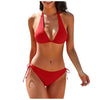 2024 Sexy Halter Bikini Swimsuit Low Waisted Black/Red/Rose Beach Bathing Suit Cheap Bandage Brazilian Swimwear Two Pieces Sale