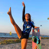 Women Print Long Sleeve One Piece Swimsuit Zipper Swimwear Bathing Suit Sexy Beach Wear Vintage Bodysuit Surfing Swim Suits