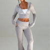 Autumn Knitted Hooded Zipper Jackets 2 Piece Pant Set Outfits Women Coats Hoodie Tracksuit Sexy Elegant Pink Two Piece Sets