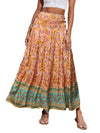 New Printed Swing Skirt Women's, Bohemian Casual High Waist Long Dress Beach Dress Spring Summer