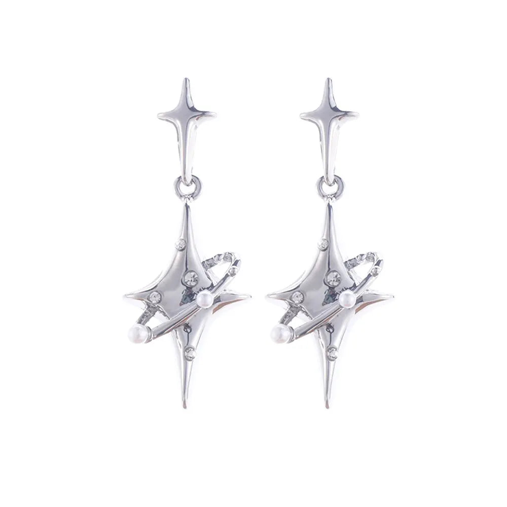 Exquisite Star Pearl Drop Dangle Earrings