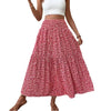 Women New Classic Printed Skirt Retro High Waist Long Skirt Casual Stylish Loose Beach Skirt Elegant Ladies Floral Pleated Skirt
