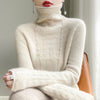 High Neck Hollow Wool Sweater Women Long Sleeved Solid Color Warm And Elegant Pullover For AutumnWinter 100% Merino Wool Jumper