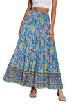 New Printed Swing Skirt Women's, Bohemian Casual High Waist Long Dress Beach Dress Spring Summer