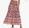 New Printed Swing Skirt Women's, Bohemian Casual High Waist Long Dress Beach Dress Spring Summer