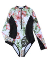 Floral Printed Surf Swimwear Women 2023 Zipper Long Sleeve Swimsuit One Piece Bodysuit Bathers Rashguard Sports Diving Clothes