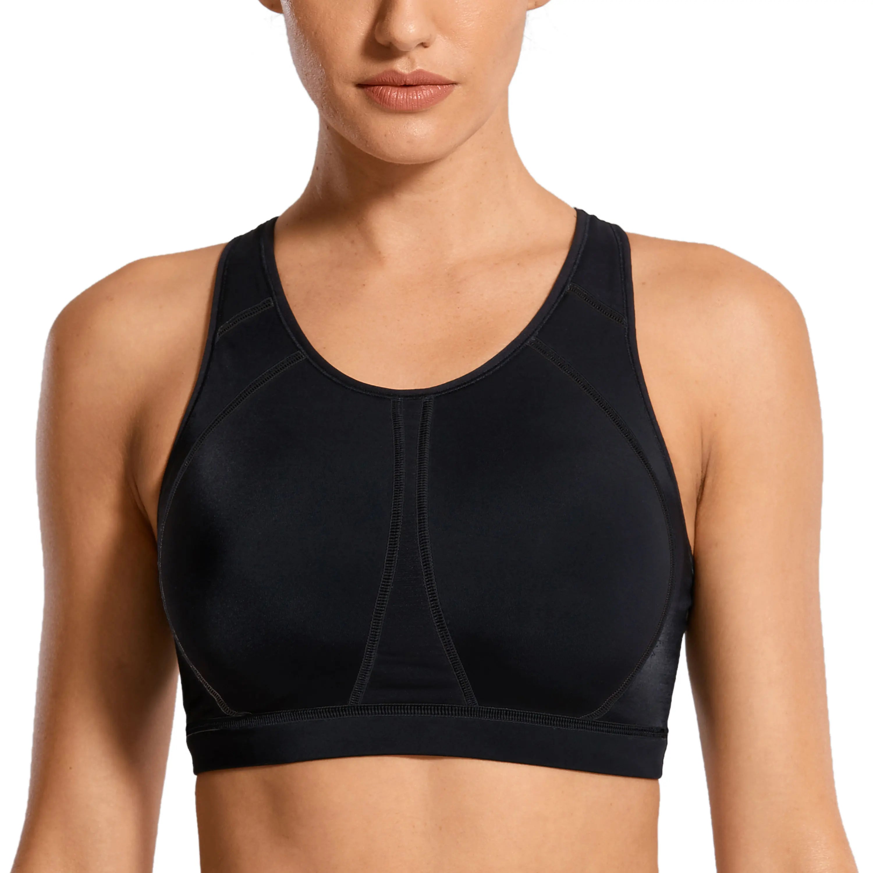 SYROKAN Women's High Impact Padded Supportive Wirefree Full Coverage Sports Bra Female New Top Bralette Underwear Athletic