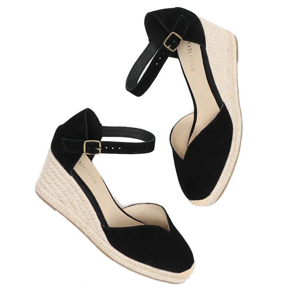 Straw Platform Wedge Shoes