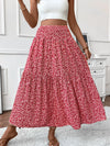 Women New Classic Printed Skirt Retro High Waist Long Skirt Casual Stylish Loose Beach Skirt Elegant Ladies Floral Pleated Skirt