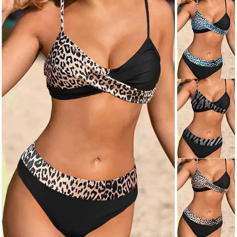 Summer Mid Waist New Design Printed Bikini Set Two Piece Women's Swimwear Summer 2023 New Women's Sexy Beach Swimwear