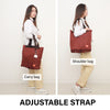 Shopper Bag Tote Bag Foldable Travel Laptop Grocery Nylon KO-SHOULDER WINE
