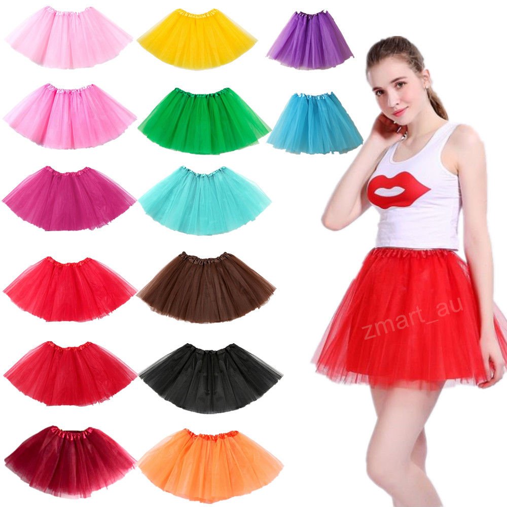 New Adults Tulle Tutu Skirt Dressup Party Costume Ballet Womens Girls Dance Wear, Rainbow_G, Adults