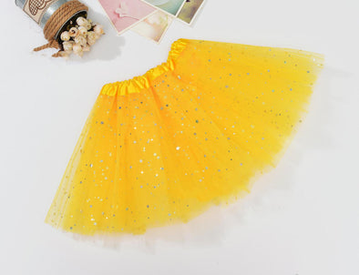 Sequin Tulle Tutu Skirt Ballet Kids Princess Dressup Party Baby Girls Dance Wear, Yellow, Adults