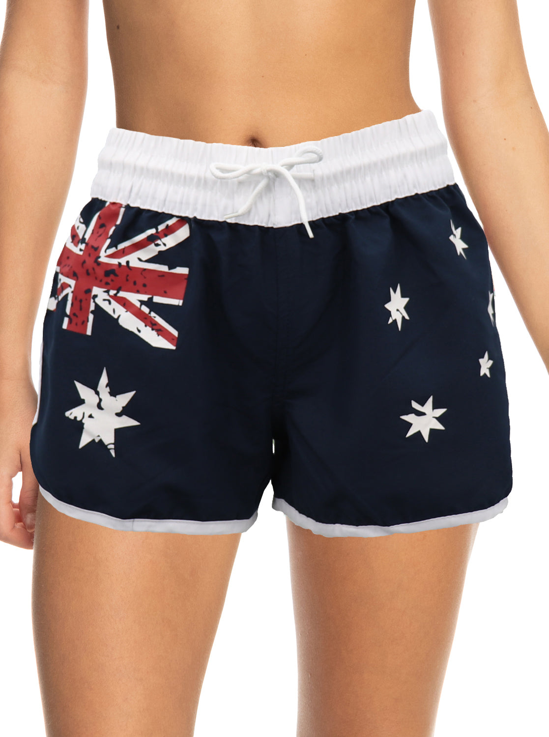 Ladies' Women's Board Shorts Australian Day Flag Gym Beach Aussie Swim Souvenir, Navy, 16