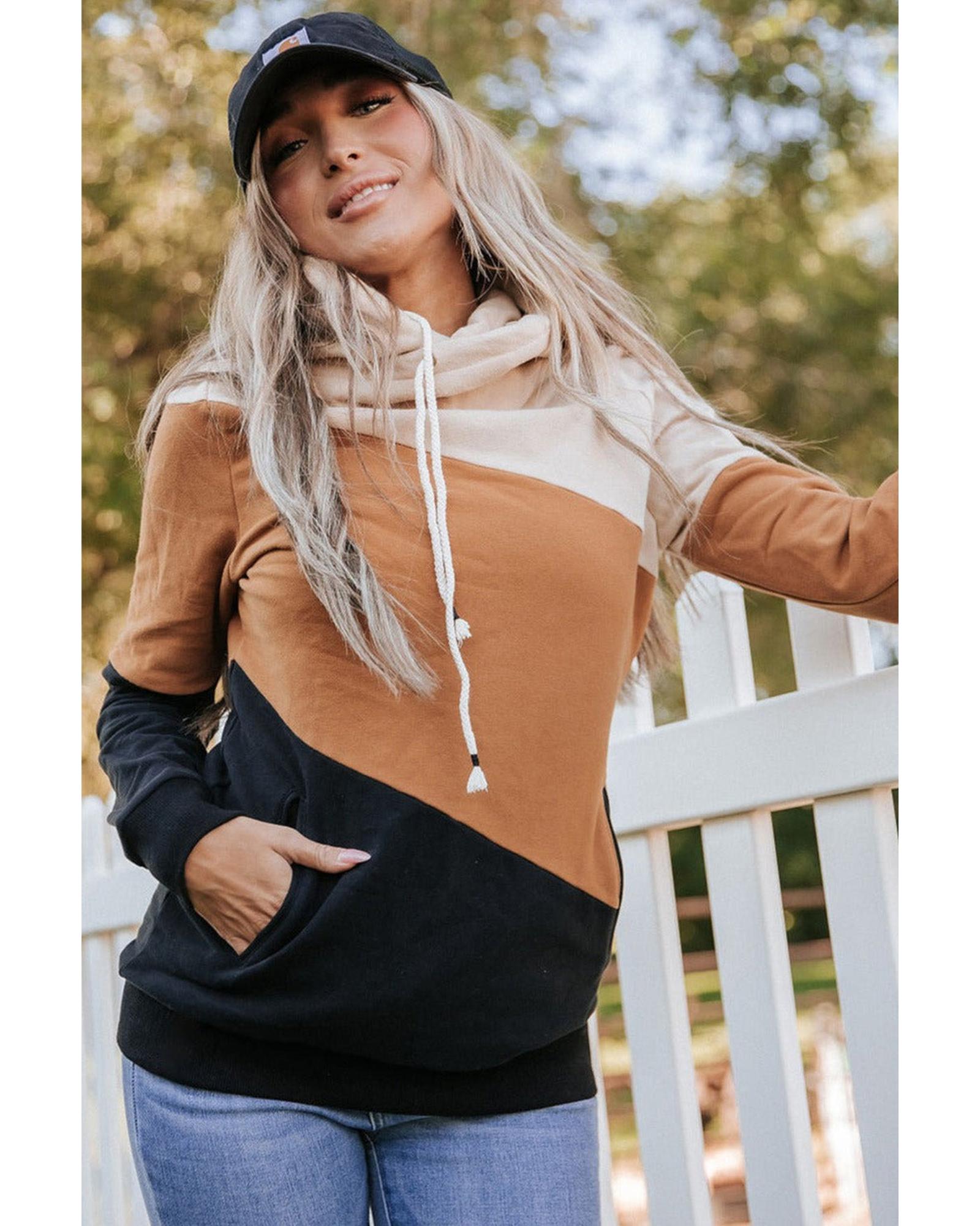 Azura Exchange Cozy Colorblock Hoodie with Side Pockets - L