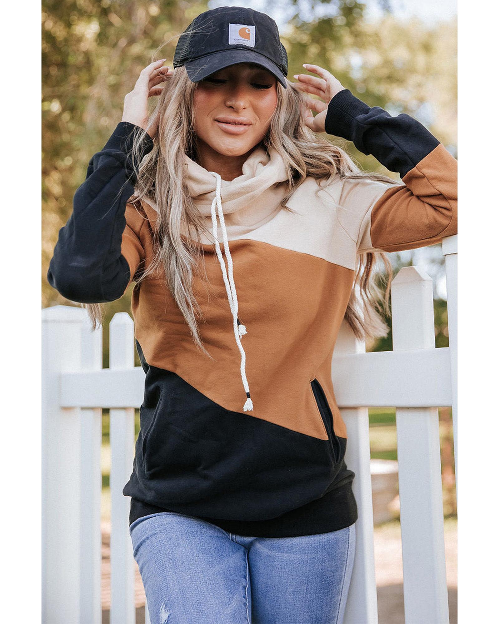 Azura Exchange Cozy Colorblock Hoodie with Side Pockets - L