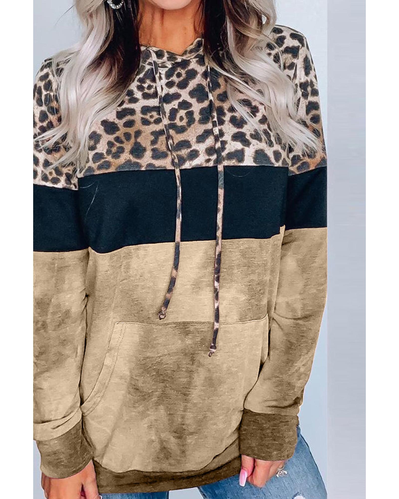 Azura Exchange Leopard Tie Dye Colorblock Hoodie - 2XL