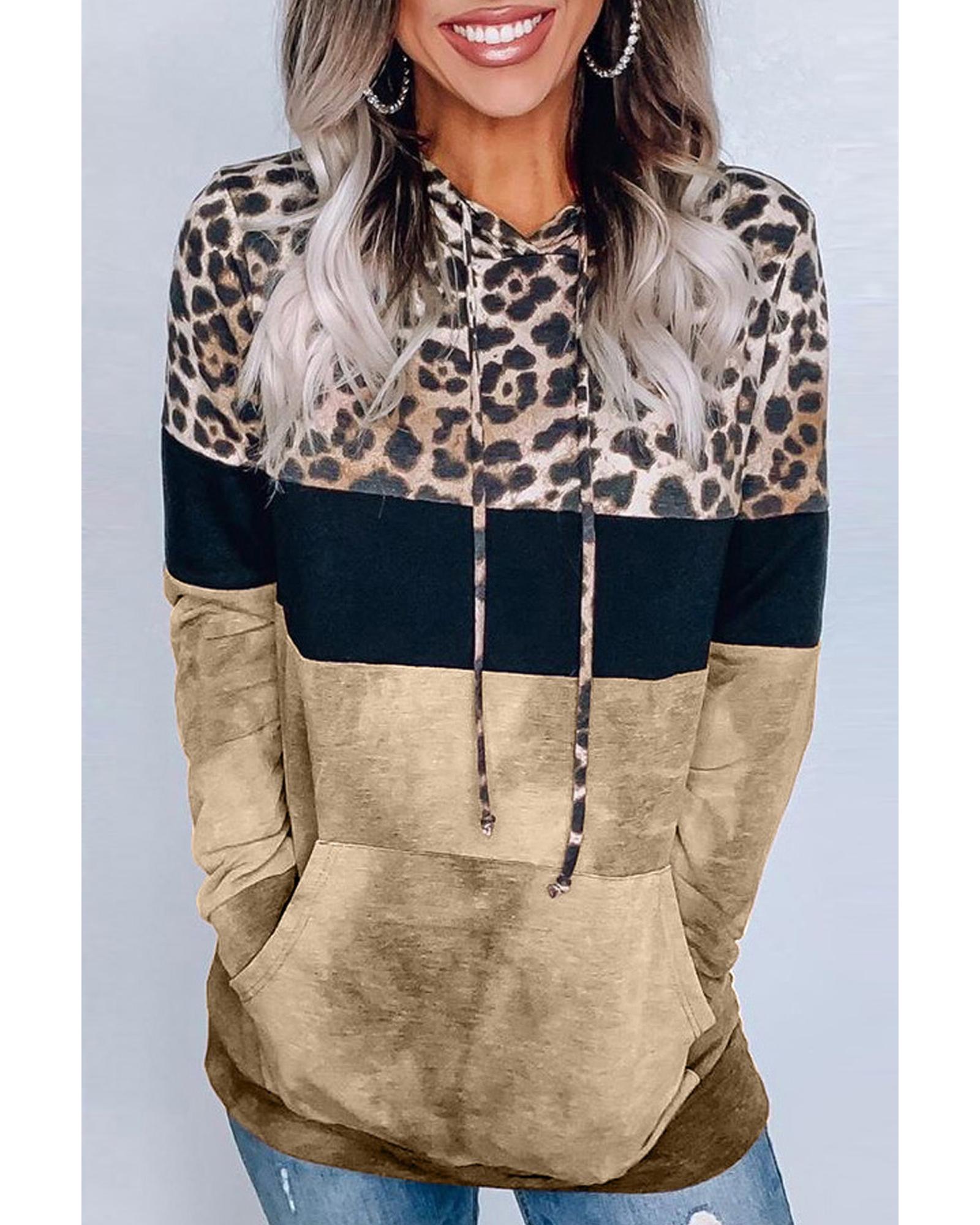 Azura Exchange Leopard Tie Dye Colorblock Hoodie - 2XL