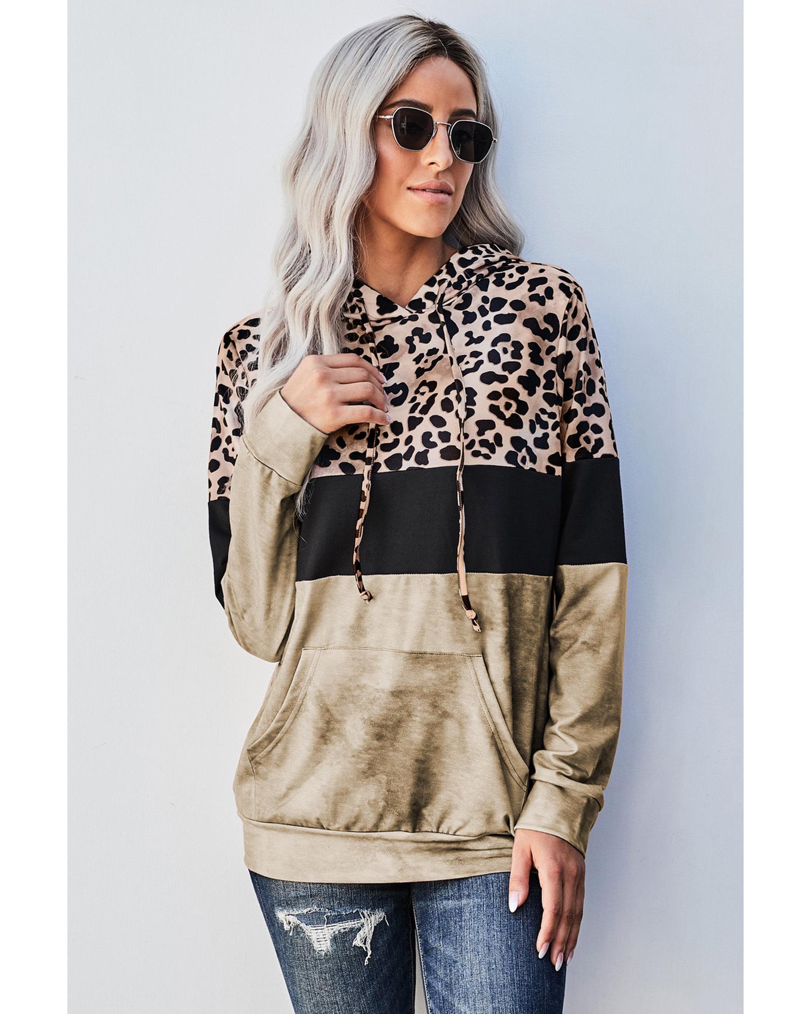 Azura Exchange Leopard Tie Dye Colorblock Hoodie - 2XL