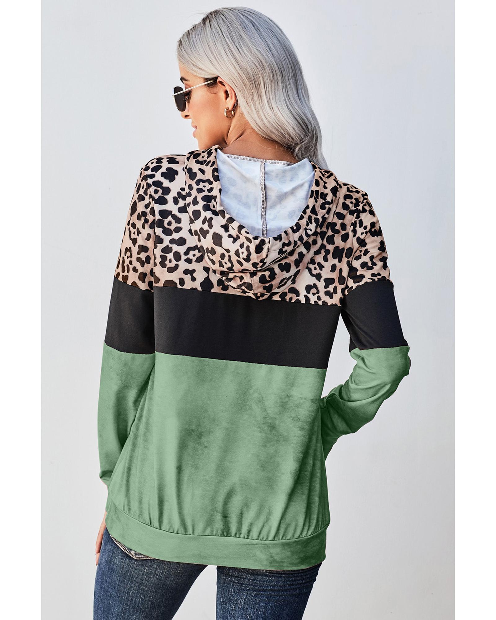 Azura Exchange Leopard Colorblock Hoodie - 2XL