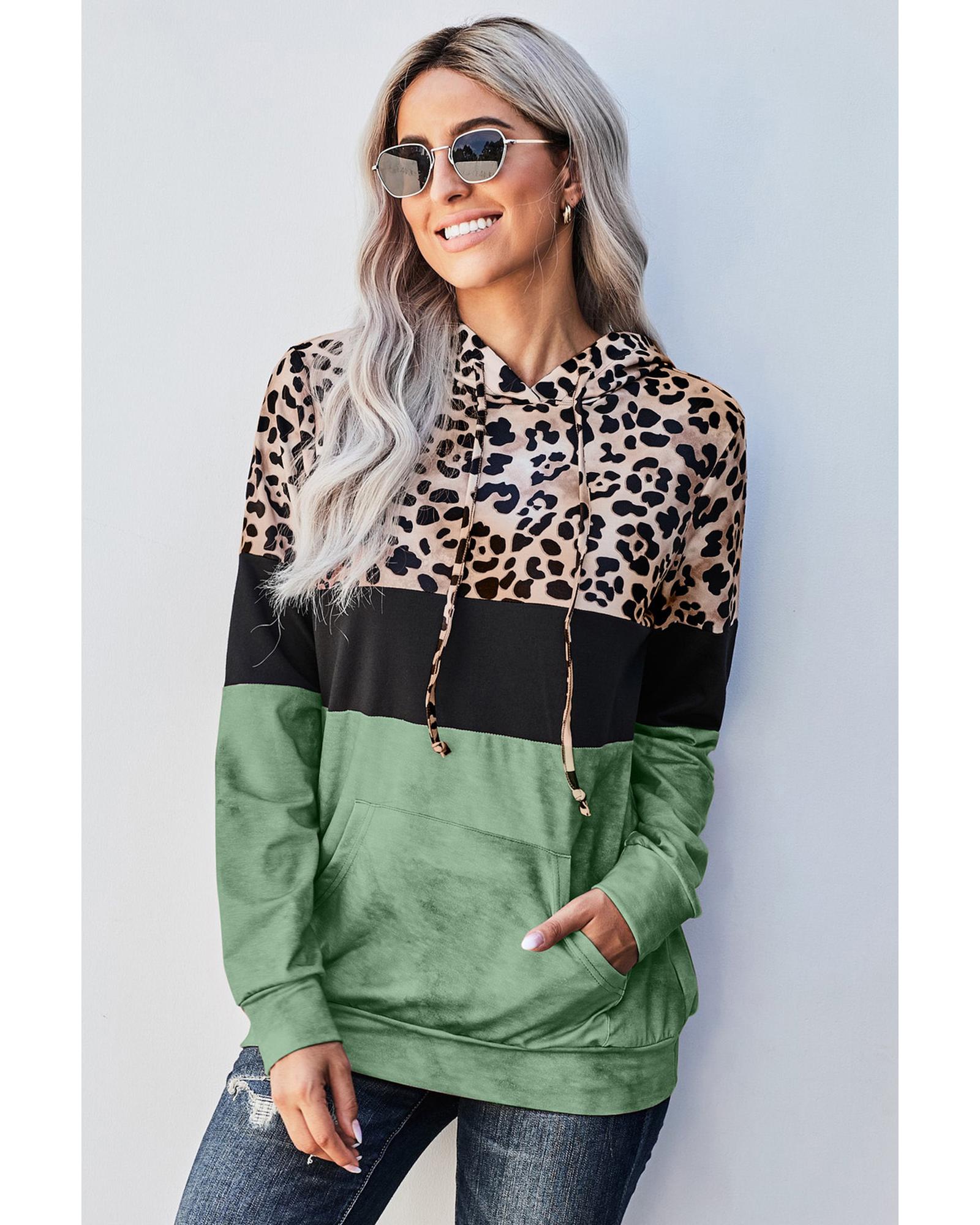 Azura Exchange Leopard Colorblock Hoodie - 2XL